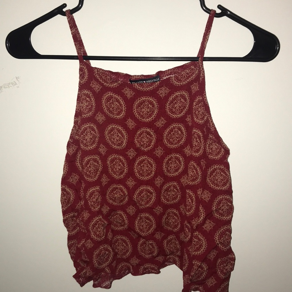 Brandy Melville red pattern crop top